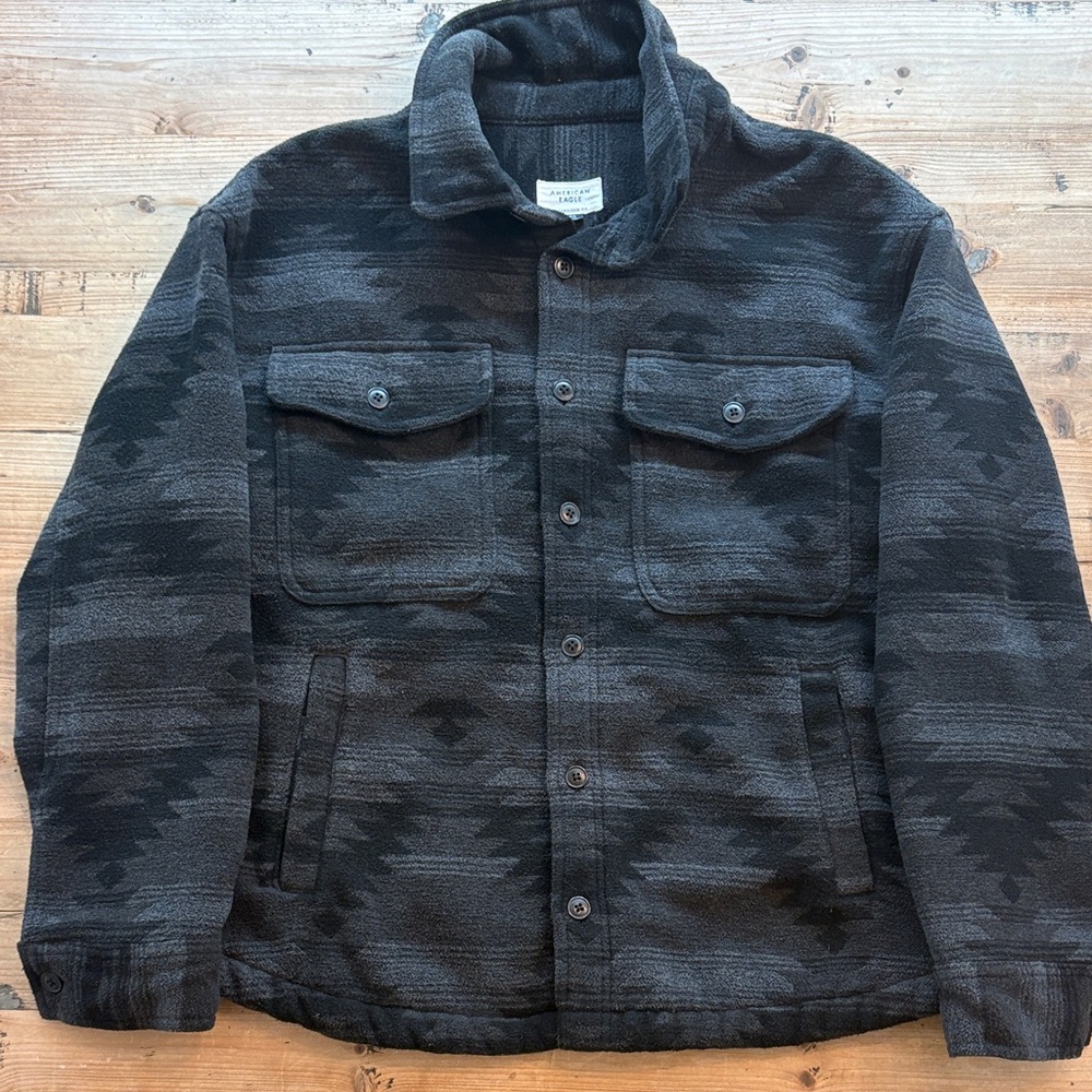 Men's Black Native Patterned Jacket - image 1